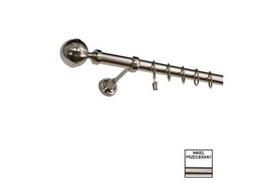 Zdjęcie: Karnisz pojedynczy Zeus fi 25 mm - 240 cm kula nikiel KARWEL