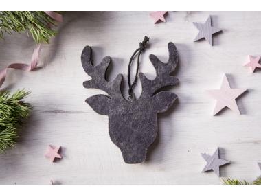 Zdjęcie: Zawieszka Renifer drewniany z welurowym frontem  19x14,5 cm szary ALTOMDESIGN