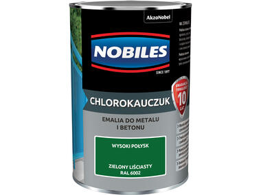 Zdjęcie: Emalia do metalu i betonu Chlorokauczuk zielony liściasty wysoki połysk 0,9 L NOBILES