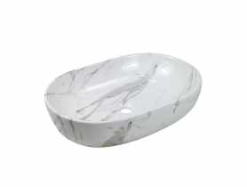 Umywalka nablatowa Korfu Trend 60 cm owalna, efekt marmuru INVENA