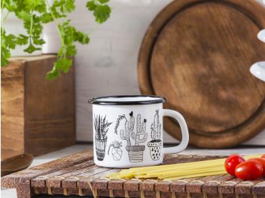 Zdjęcie: Kubek emaliowany Cactus White  0,45 L  -9 cm biały SILESIA