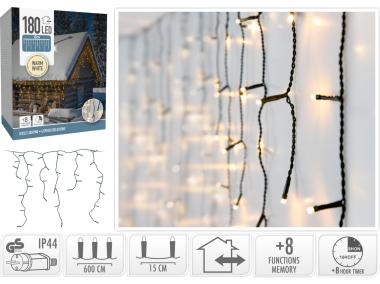 Zdjęcie: Łańcuch świetlny sople 6 m 180 led ciepły biały KOOPMAN