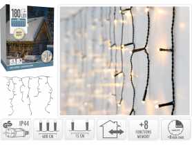 Łańcuch świetlny sople 6 m 180 led ciepły biały KOOPMAN