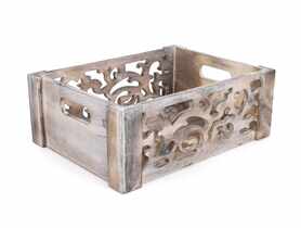 Skrzynka drewniana z wyciętym motywem 24x19x8 cm TIN TOURS