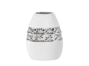 Zdjęcie: Wazon dekoracyjny Brioni 16x7x22 cm biało-srebrny EUROFIRANY