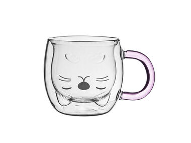 Zdjęcie: Kubek termiczny 260 ml z różowym uchem Andrea Kids dekoracja Kotek ALTOMDESIGN