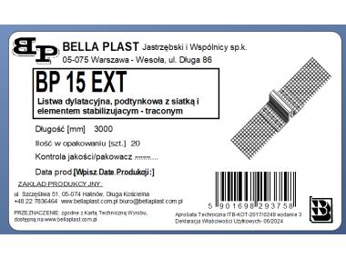 Zdjęcie: Listwa PVC dylatacyjna BP1podtynkowa z siatką i elementem stabilizującym BELLA PLAST