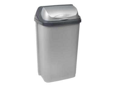 Zdjęcie: Kosz na śmieci z odchylaną pokrywą rasmus 50 L srebrny KEEEPER