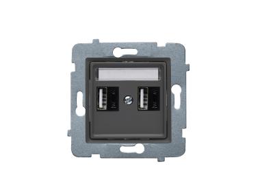 Zdjęcie: Ładowarka USB 2 x A Rosa A-10 W bez ramki GP-2QUSB/AA/M.BT bazalt POLMARK