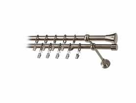 Karnisz podwójny Zeus fi 19 mm - 160 cm monaco nikiel folia KARWEL