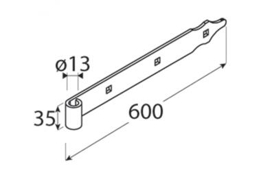 Zdjęcie: Zawias pasowy 60x3,5 cm fi 13 mm ZP600 DMX