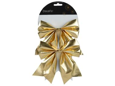 Zdjęcie: Kokardy poliestrowe 15x17x1 cm - 2 szt. złote KAEMINGK