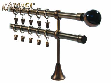 Zdjęcie: Karnisz podwójny Victoria fi 19 mm - 240 cm bronze tierra folia of spec. KARWEL
