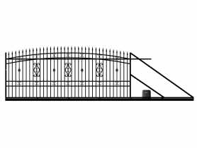 Brama przesuwna Milena 4,00 m, 1,55-1,75 m, stal ocynk+RAL9005 prawa z automatem POLBRAM