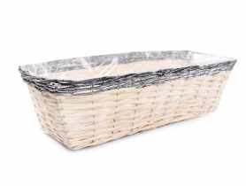 Balkonówka doniczka wiklinowa z folią na kwiaty 50x19x14 cm naturalny-czarny TIN TOURS