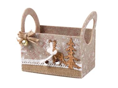Zdjęcie: Pudełko filcowe z reniferem 16x10,5x10/15 cm TIN TOURS