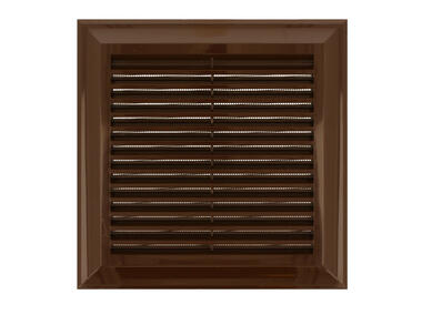 Zdjęcie: Kratka wentylacyjna 180x180 mm z siatką i kołnierzem prostokątnym 138x138 mm brąz VENTIKA