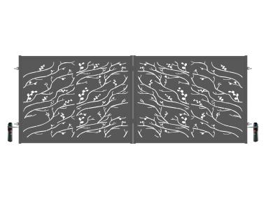 Zdjęcie: Brama dwuskrzydłowa Melania 4,00 m, 1,50 m, stal ocynk+RAL7016 struktura z automatem POLBRAM