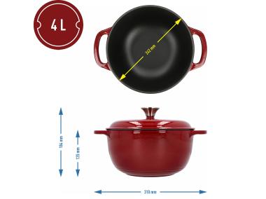 Zdjęcie: Garnek żeliwny emaliowany burgundy 4 L BROWIN