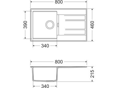 Zdjęcie: Zlewozmywak granitowy Avangard 1-komorowy grafitowy 80x46x21,5 cm bateria Elite F MILÓ
