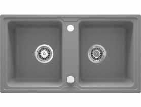 Zlewozmywak granitowy Galactic szary metalik 2-komorowy 78x43,5x18 cm DEANTE
