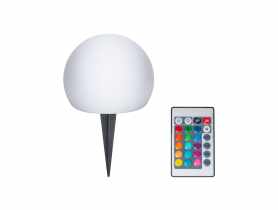 Lampka solarowa kula 20 cm RGB + pilot biała naziemna VOLTENO