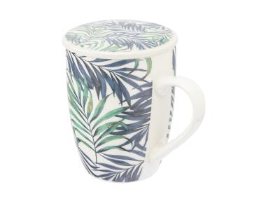 Zdjęcie: Kubek z zaparzaczem i pokrywką 340 ml dekoracja liście ALTOM DESIGN