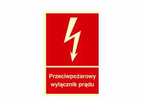 Oznaczenie "Przeciwpożarowy wyłącznik prądu" 15x22,2 cm METRO