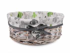 Koszyk z materiałem w kaktusy 28x28x10 cm brązowy okrągły TIN TOURS