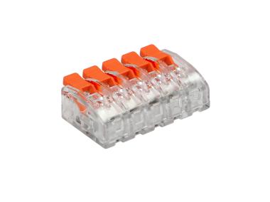 Zdjęcie: Złączka instalacyjna zaciskowa 5-przewodowa; na dowolny przewód 0,2-4 mm2; IEC 450V/32A 50 szt. ORNO