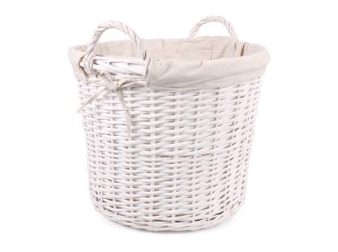 Zdjęcie: Kosz wiklinowy z uchwytami i materiałem 45x45x38/45 cm biały TIN TOURS