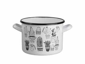 Garnek Cactus black prosty 22 cm - 6,3 L biały SILESIA