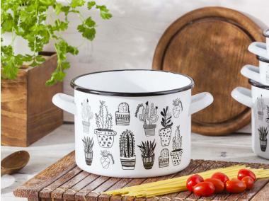 Zdjęcie: Garnek Cactus black prosty 22 cm - 6,3 L biały SILESIA