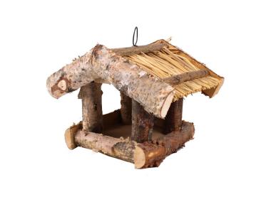 Zdjęcie: Karmnik z brzozy kryty słomą 24x20x19h cm TIN TOURS