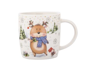 Zdjęcie: Kubek baryłka szeroka 400 ml dekoracja renifer ALTOM DESIGN