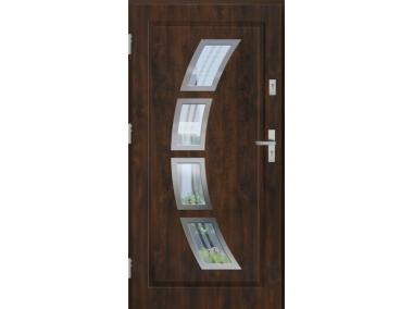 Zdjęcie: Drzwi zewnętrzne stalowo-drewniane Disting Figaro 03 Orzech 90 cm lewe KR CENTER