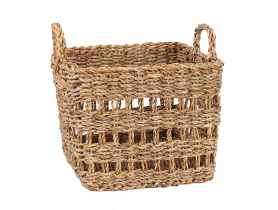 Kosz z trawy morskiej z uchwytami 34x34x26/34 cm kwadratowy TIN TOURS