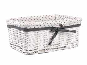 Szuflada wiklinowa z wyszyciem w kropki 34x24x15 cm TIN TOURS