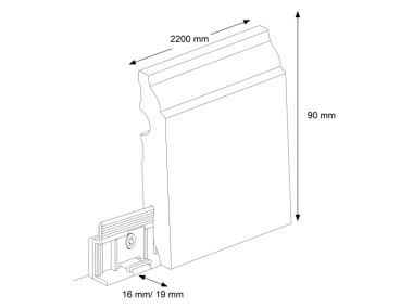 Zdjęcie: Listwa przypodłogowa MDF Biały RAL 9003 okleina półmat 9x1,6 cm dekor 1, 220 cm CEZAR