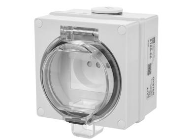 Zdjęcie: Gniazdo wtyczkowe w obudowie hermetycznej Oyster IP66 2p+Z  16 A, 250 V szary ELEKTRO-PLAST
