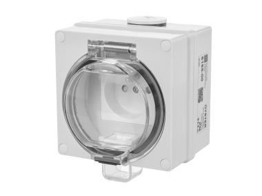 Zdjęcie: Gniazdo wtyczkowe w obudowie hermetycznej Oyster IP66 2p+Z  16 A, 250 V szary ELEKTRO-PLAST