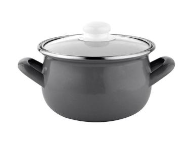 Zdjęcie: Garnek emaliowany Capri Pyza 16 cm - 1,9 L szary EMALIA PLESZEW
