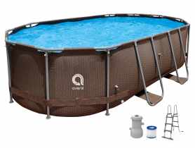 Basen ze stelażem owalny z filtrem i drabinką Rattan 427x275x100 cm AVENLI