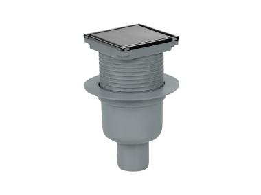 Zdjęcie: Wpust kanalizacyjny regulowany z wyjściem fi 50 mm z kołnierzem i rusztem 100x100 mm ANIPLAST