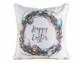 Poszewka wielkanocna na poduszkę Wiosna 45x45 cm biało-brązowa EUROFIRANY