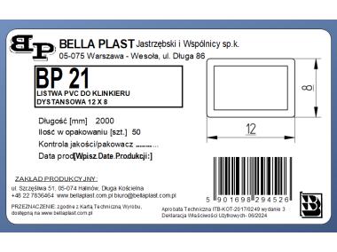 Zdjęcie: Profil dystansowy do klinkieru BP21 8x12 L200 czarny BELLA PLAST