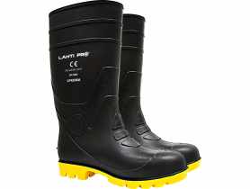 Kalosze męskie czarno-żółte wysokie, PVC, O4 FO,"42", CE, LAHTI PRO