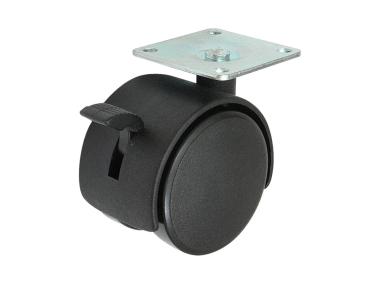 Zdjęcie: Kółko meblowe 50 mm, 40 kg, płyta mocująca z hamulcem METRO