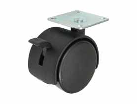 Kółko meblowe 50 mm, 40 kg, płyta mocująca z hamulcem METRO