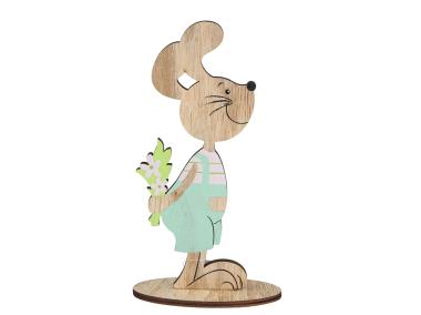 Zdjęcie: Figurka drewniana Zając Z Kwiatami 14x6,5x26 cm ALTOMDESIGN